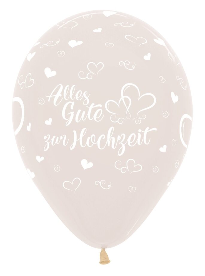 12" Alles Gute zur Hochzeit - Hearts Crystal Clear(25 Stk.)