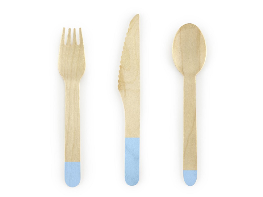 Holzbesteck - hellblau - 16cm - 18 Stk.