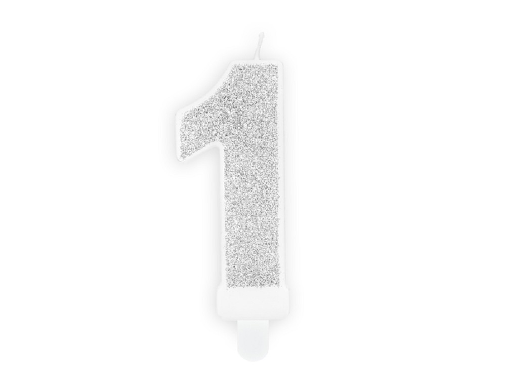 Geburtstagskerze - ''1'' - silber - 7 cm - 1 Stk.