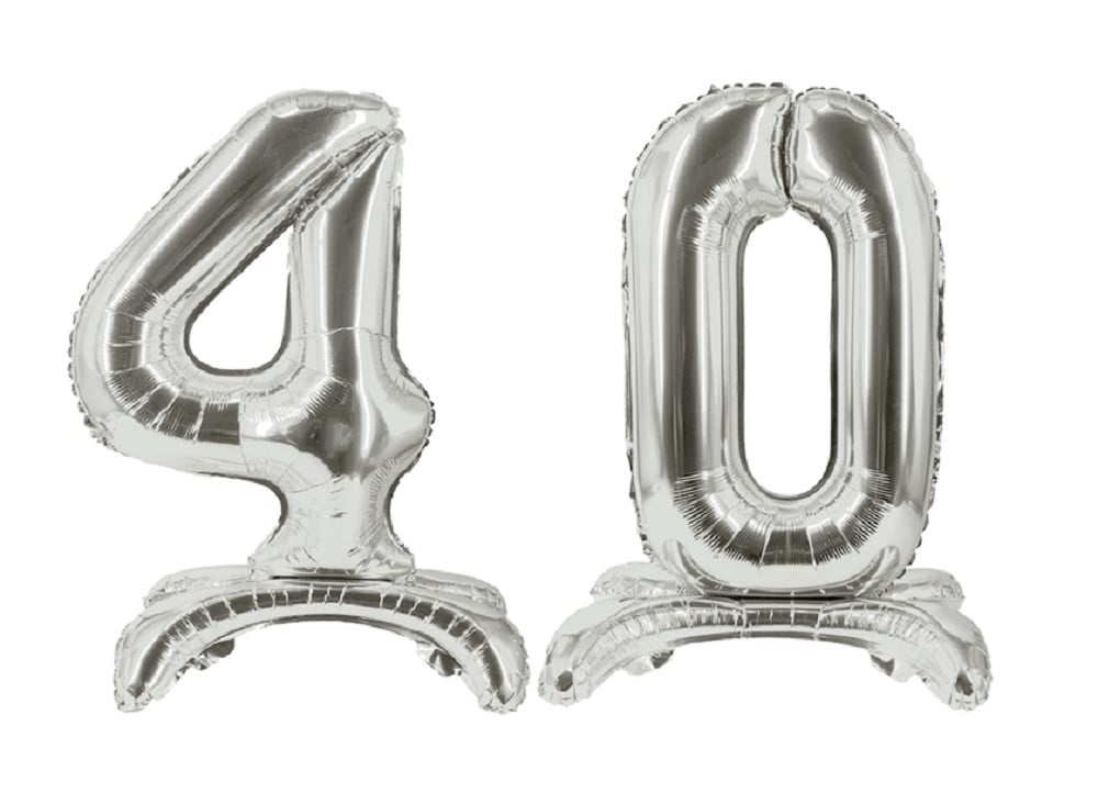 16" Stand Up Balloon "40" Silber