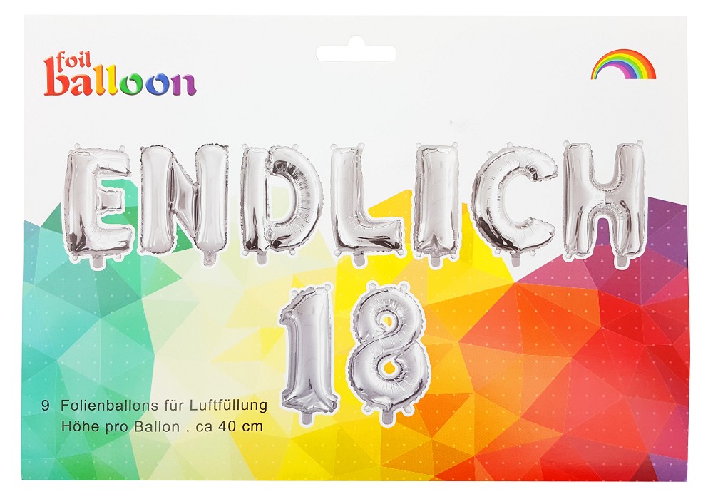16" Schriftzug "ENDLICH 18"