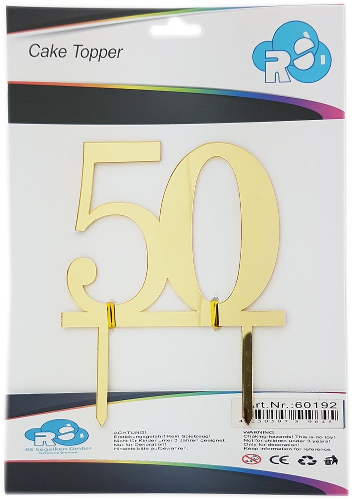 Cake Topper Zahl "50" gold