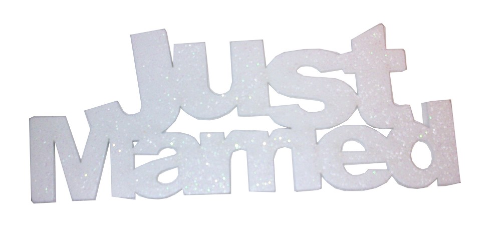 Wooden Lettering "Just Married" Mica-white 13cm