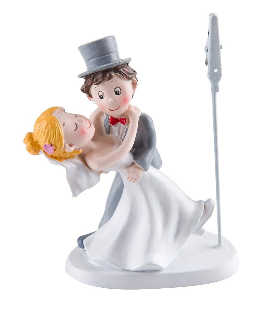 Hochzeitspaar Kartenhalter 9cm (Polyresin)