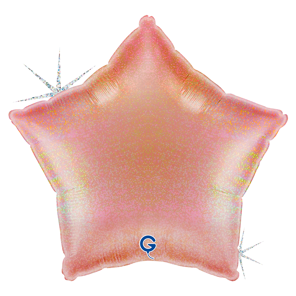 18" Stern Glitter Holographic Rosé Gold (unverpackt)