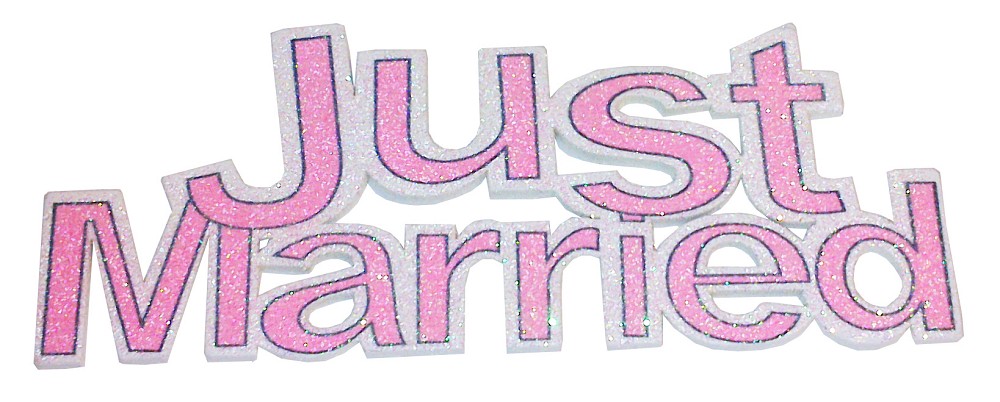 Wooden Lettering "Just Married" Mica-pink 13cm