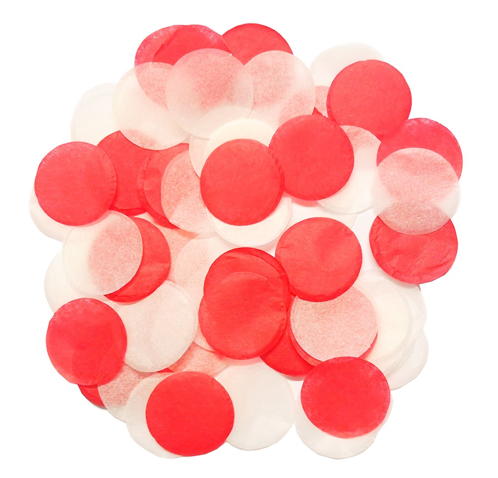 Papier-Konfetti rund 2cm red /white (50g/Btl.)