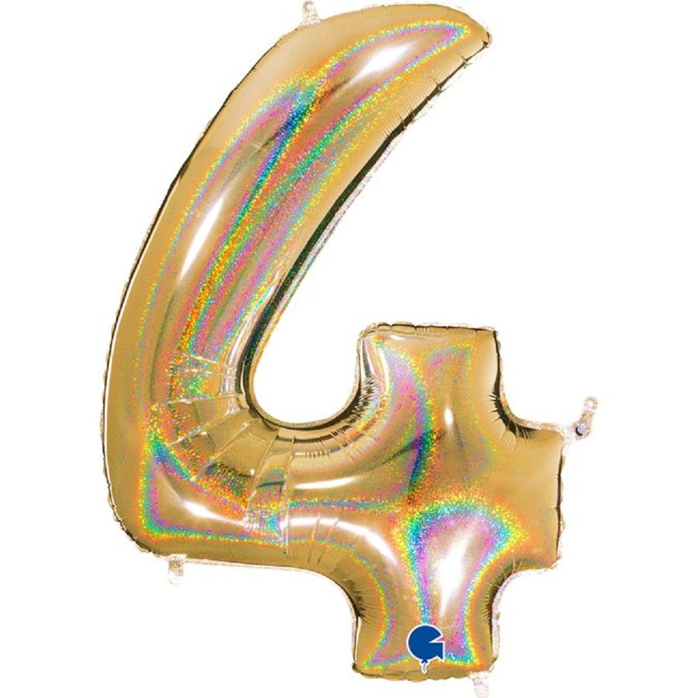 40" Folienzahl "4" Glitter Holographic Gold