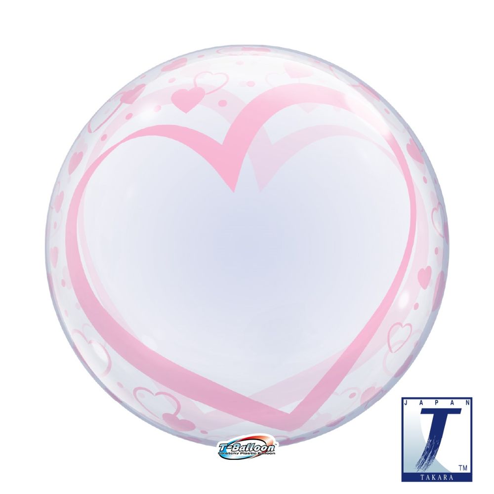 24" T-Balloon (Deko Bubble) Rosa Herzen - unverpackt