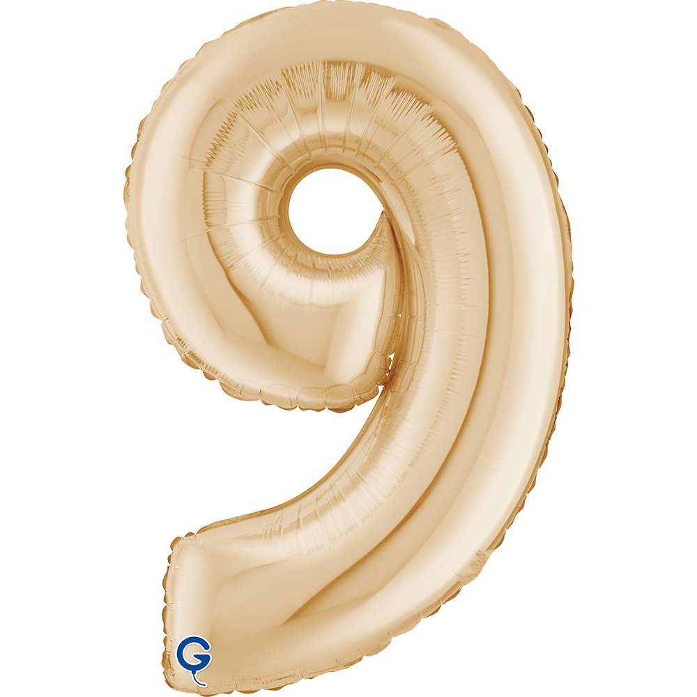 40" Foil Number "9" White Gold