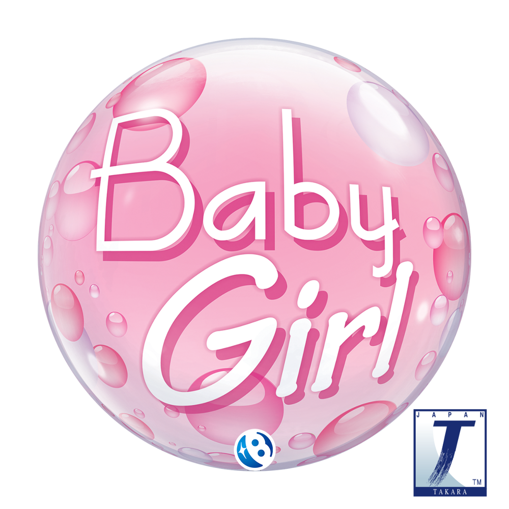 22" Single Bubble baby Girl Pink & Confetti Dots