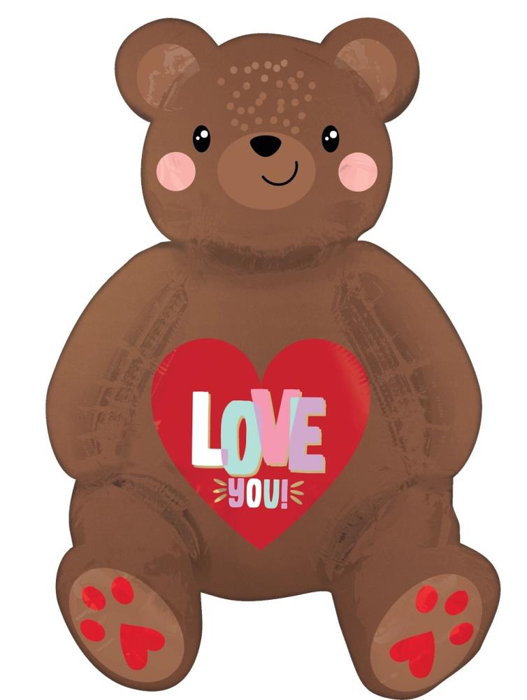 20" Multi-Balloon Satin Love Bear Sitter