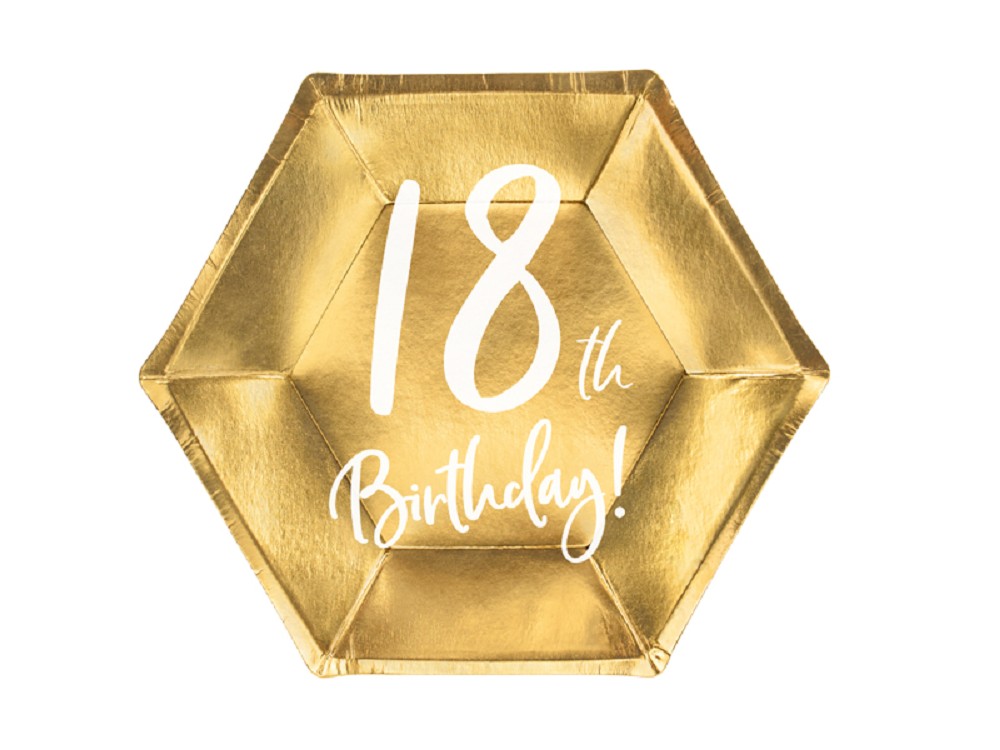 Teller - 18th Birthday - gold - 20cm - 6 Stk.