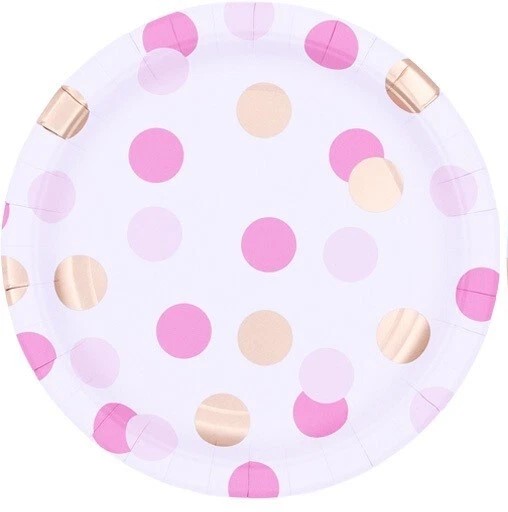 Paper Plate Pink & Gold Dots (23cm )
