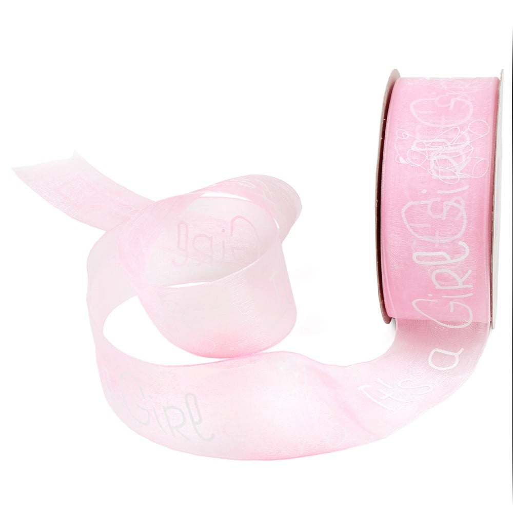 Organzaband Baby "It's a girl" - rosa 45m