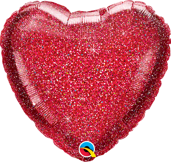 18" Heart Glittergraphic Red (10 Stück)