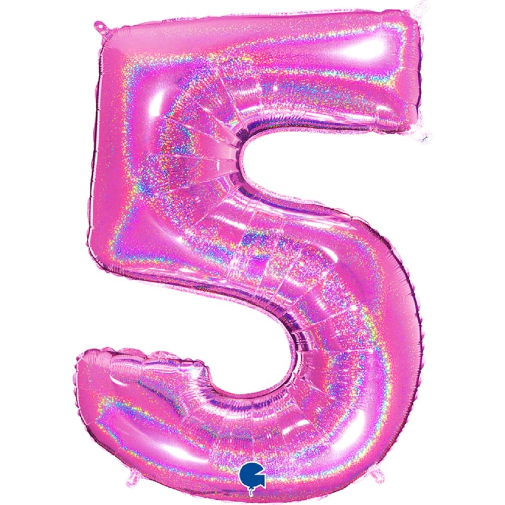 40" Folienzahl "5" Glitter Holographic Fuxia