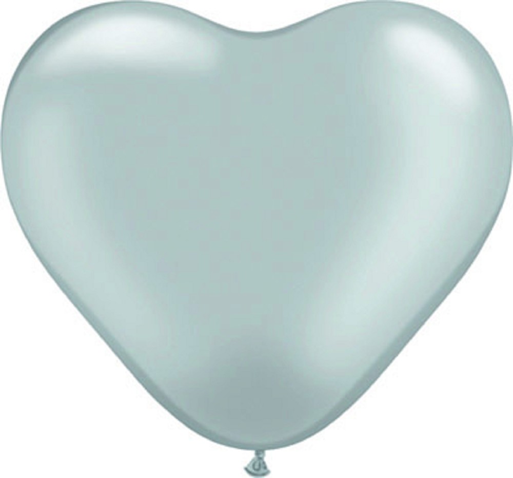 6" Heart Metallic Silver (100 Stück)