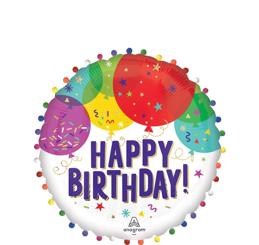 24" Birthday Balloons Pom Pom