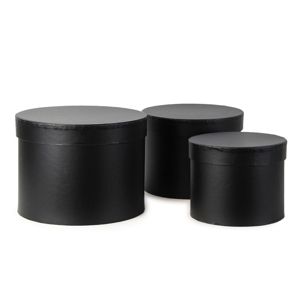 Geschenkbox rund (3er Set) - Schwarz