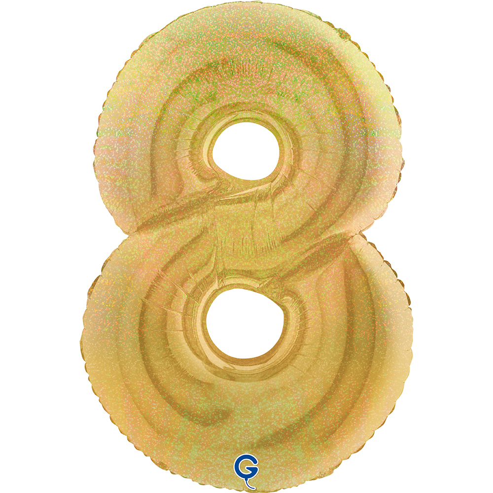 40" Folienzahl "8" Glitter Holographic Gold