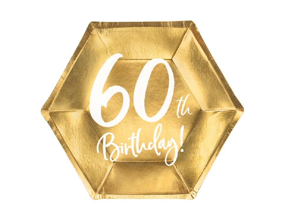 Teller - 60th Birthday - gold - 20cm - 6 Stk.