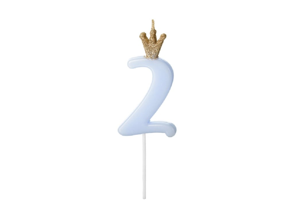 Geburtstagskerze - "2" - hellblau - 9,5cm - 1 Stk.