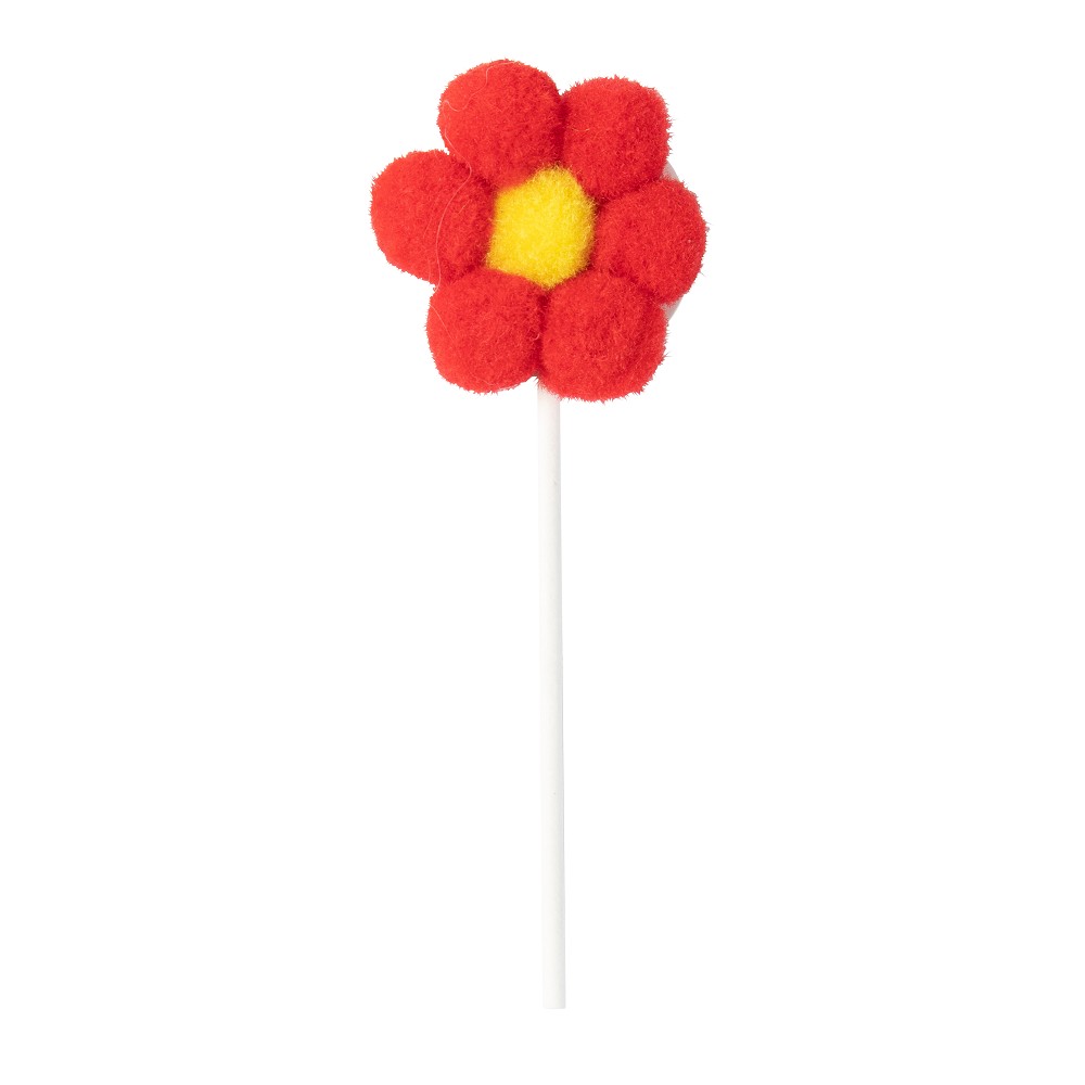 Pompom Blume für Verpackung rot