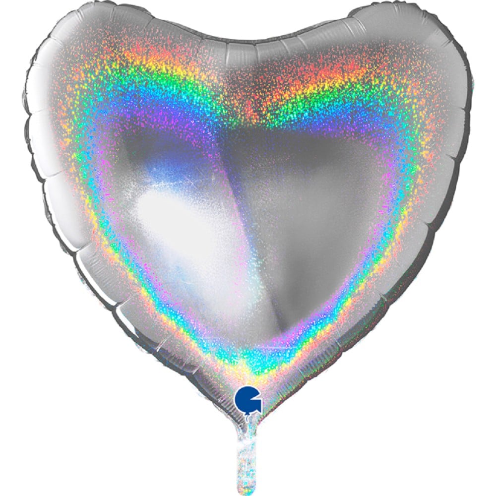 36" Herz  Glitter Holographic Silver (unverpackt)