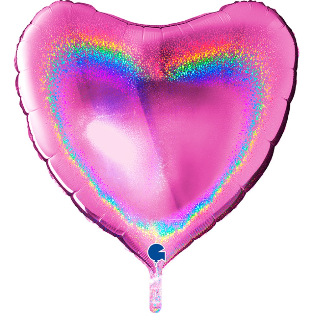 36" Herz Glitter Holographic Fuxia (unverpackt)