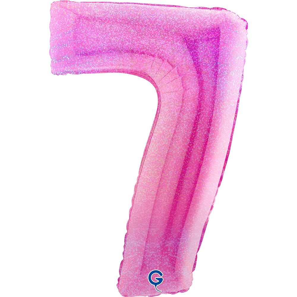40" Folienzahl "7" Glitter Holographic Fuxia