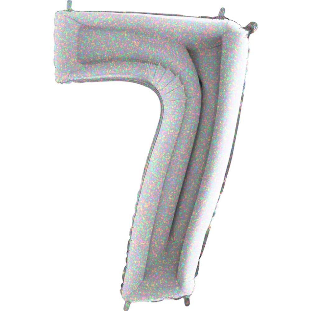26" Folienzahl "7" Glitter Holographic Silver