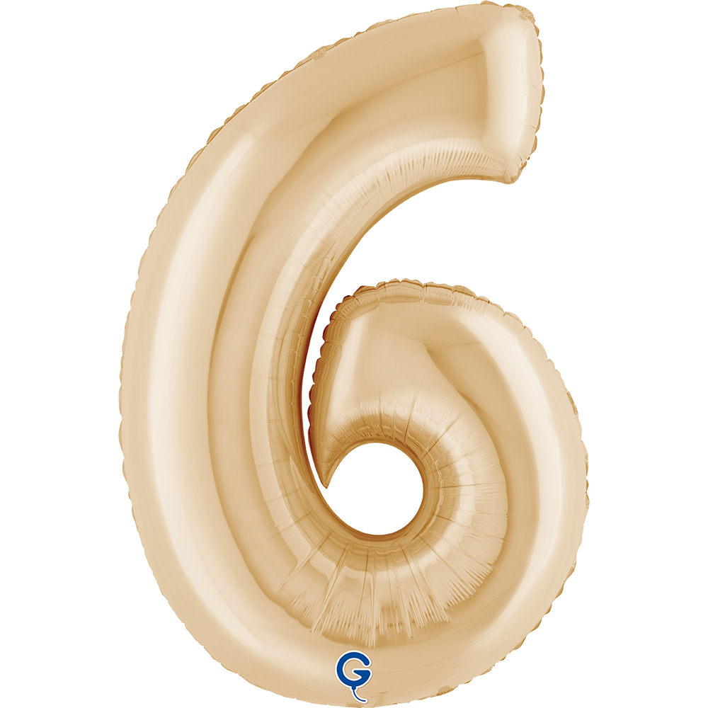 40" Foil Number"6" White Gold