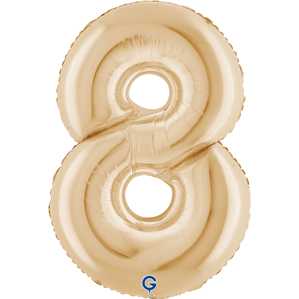 40" Foil Number"8" White Gold