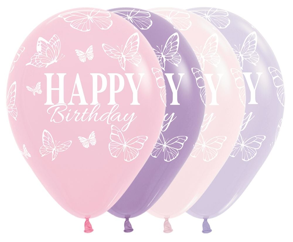 12" Happy Birthday Enchanted Butterflies (25 Stück)