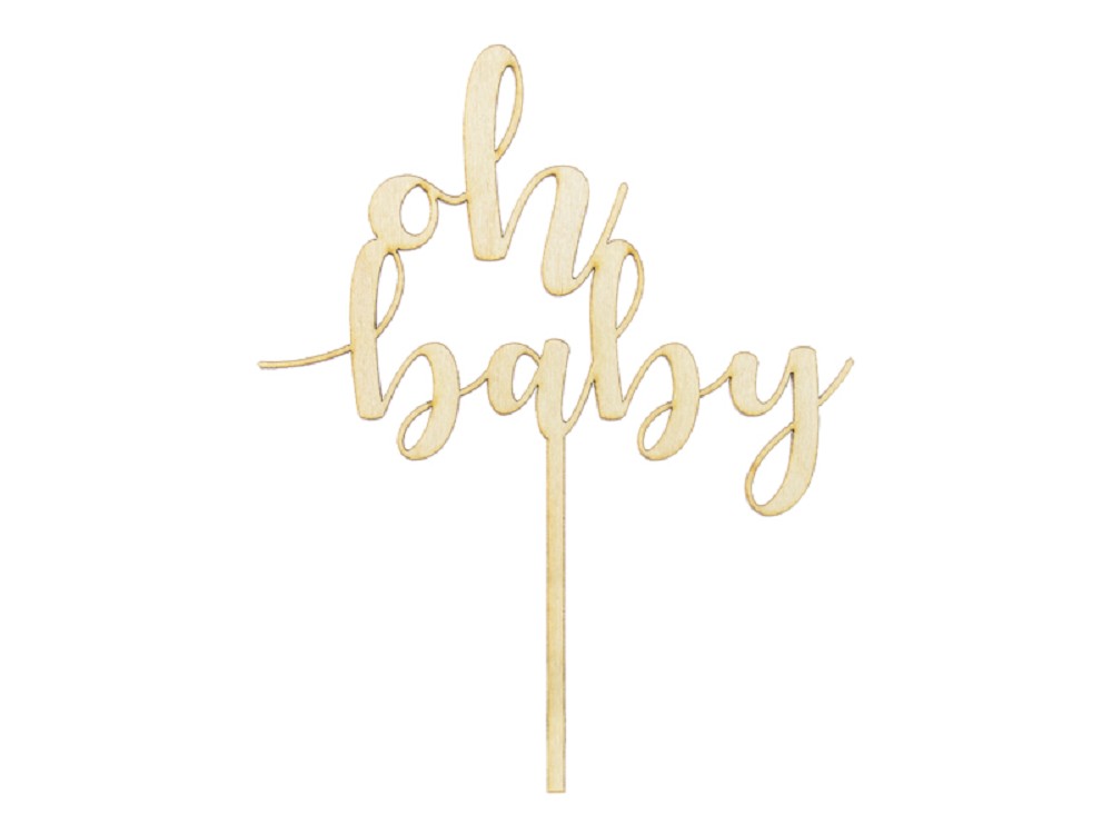 Cake Topper - Oh Baby - Holz - 17cm - 1 Stk.