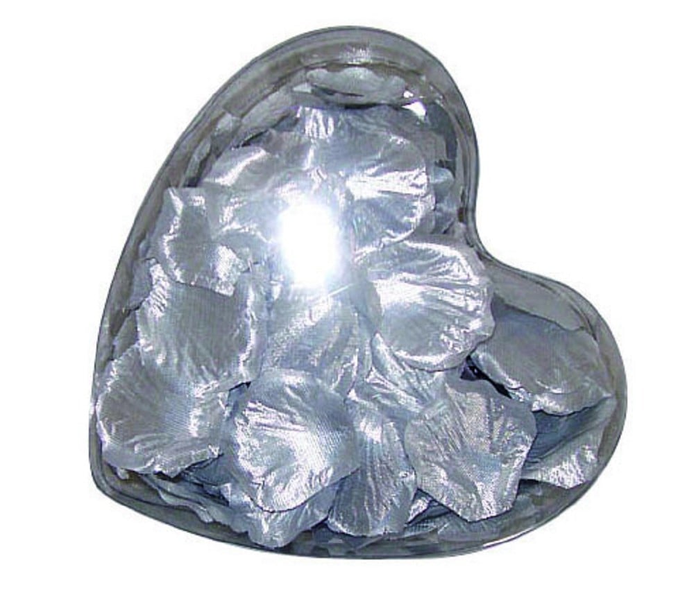 Rosenblätter in Herzbox silber