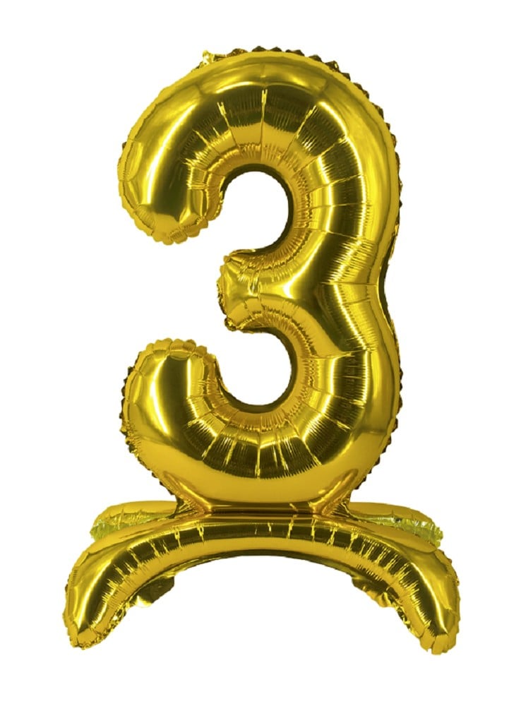 32" Stand Up Balloon "3" Gold