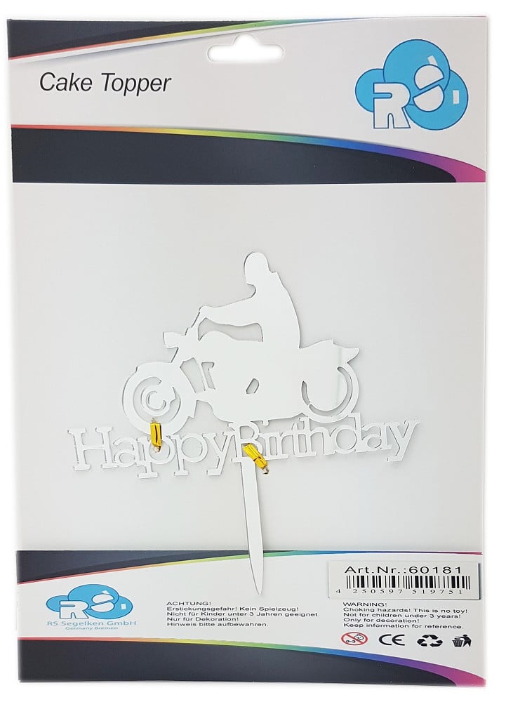 Caketopper H.b. with Motorbike Silver