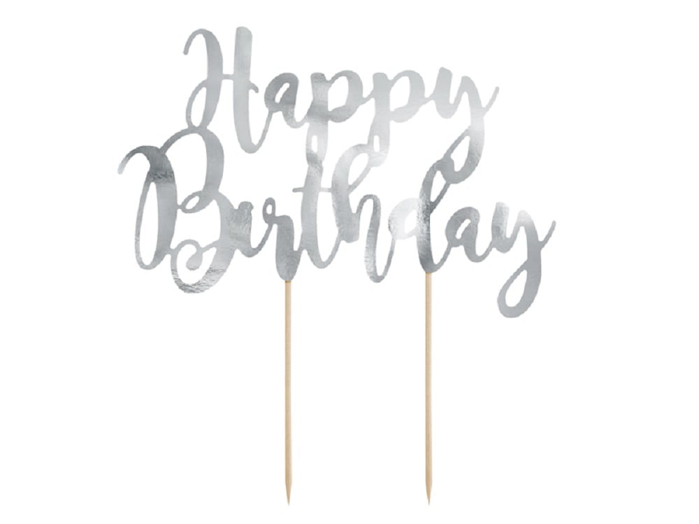 Cake Topper - Happy Birthday - silber - 22,5cm - 1 Stk.