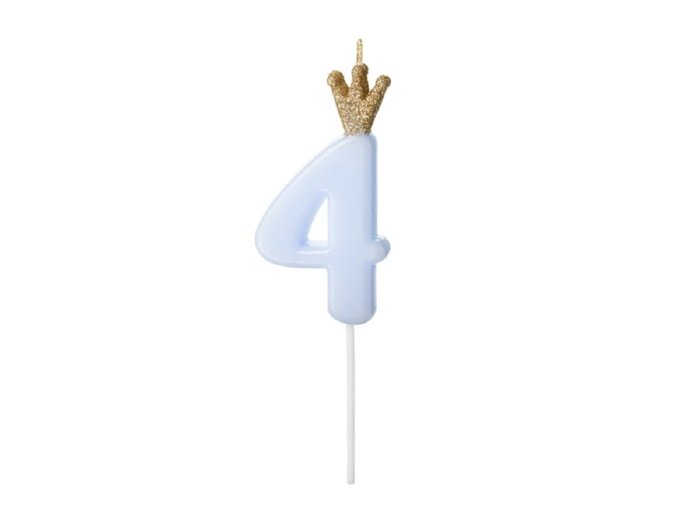 Geburtstagskerze - "4" - hellblau - 9,5cm - 1 Stk.