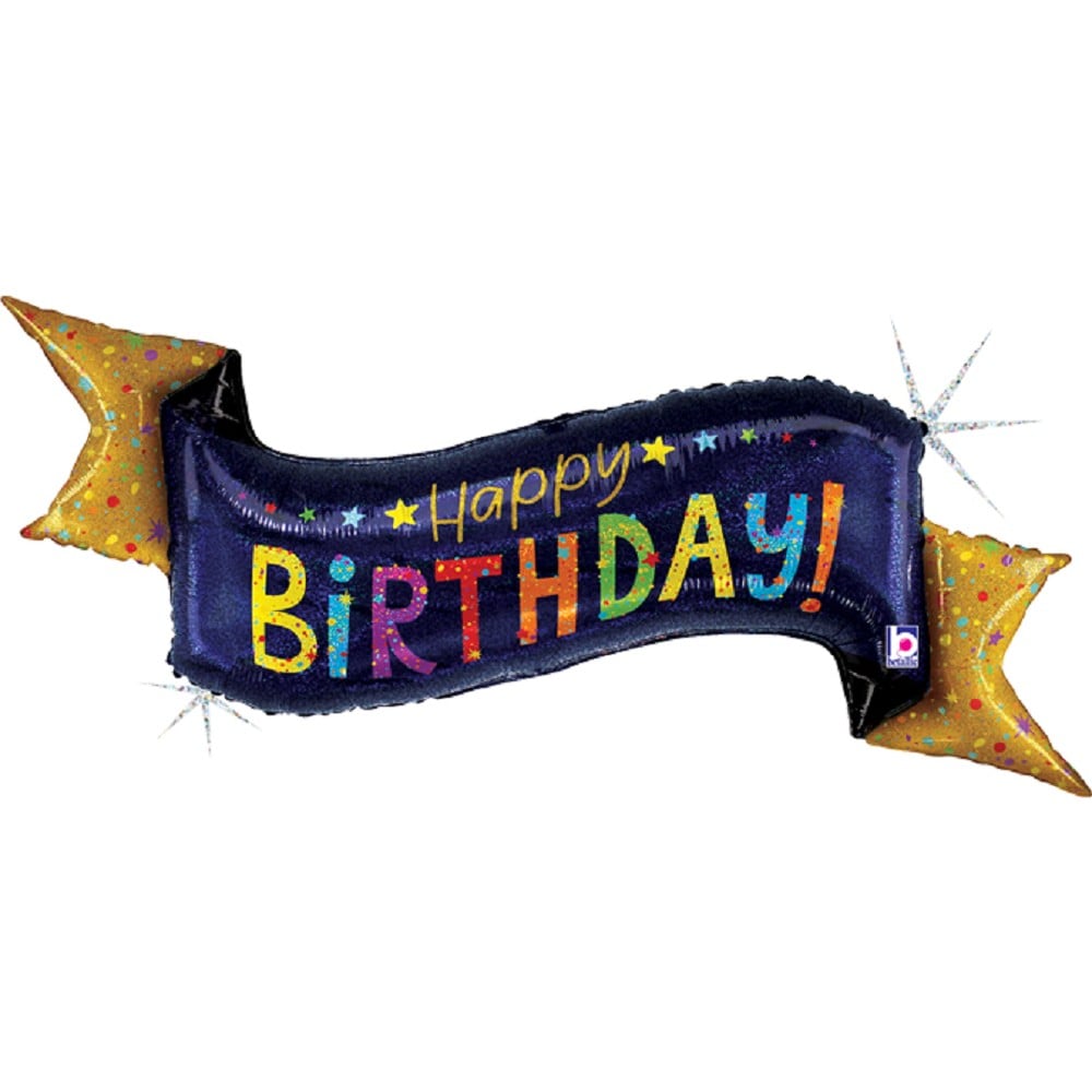 51" Navy Birthday Banner Holographic