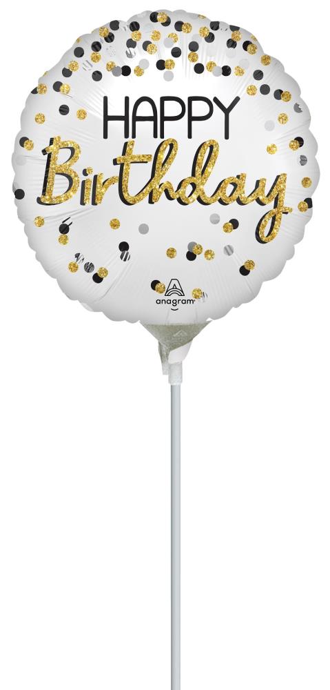 9" Black Silver Gold Birthday (ohne Ventil, zum Selbstversch