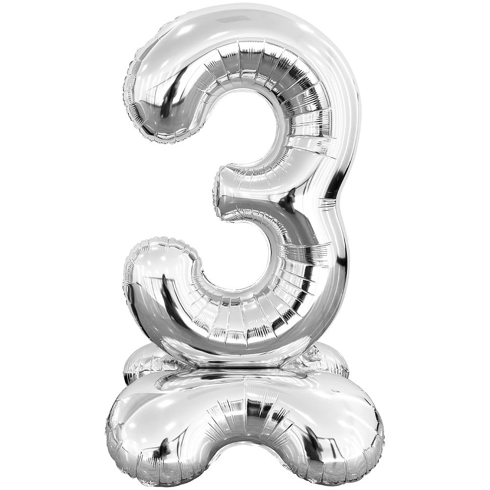 50" Stand Up Balloon Zahl 3 silber