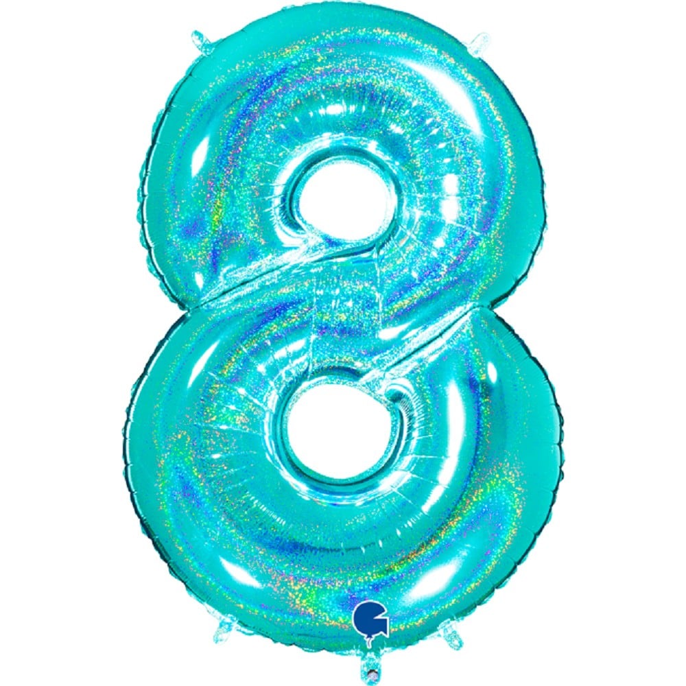 40" Folienzahl "8" Glitter Holographic Tiffany