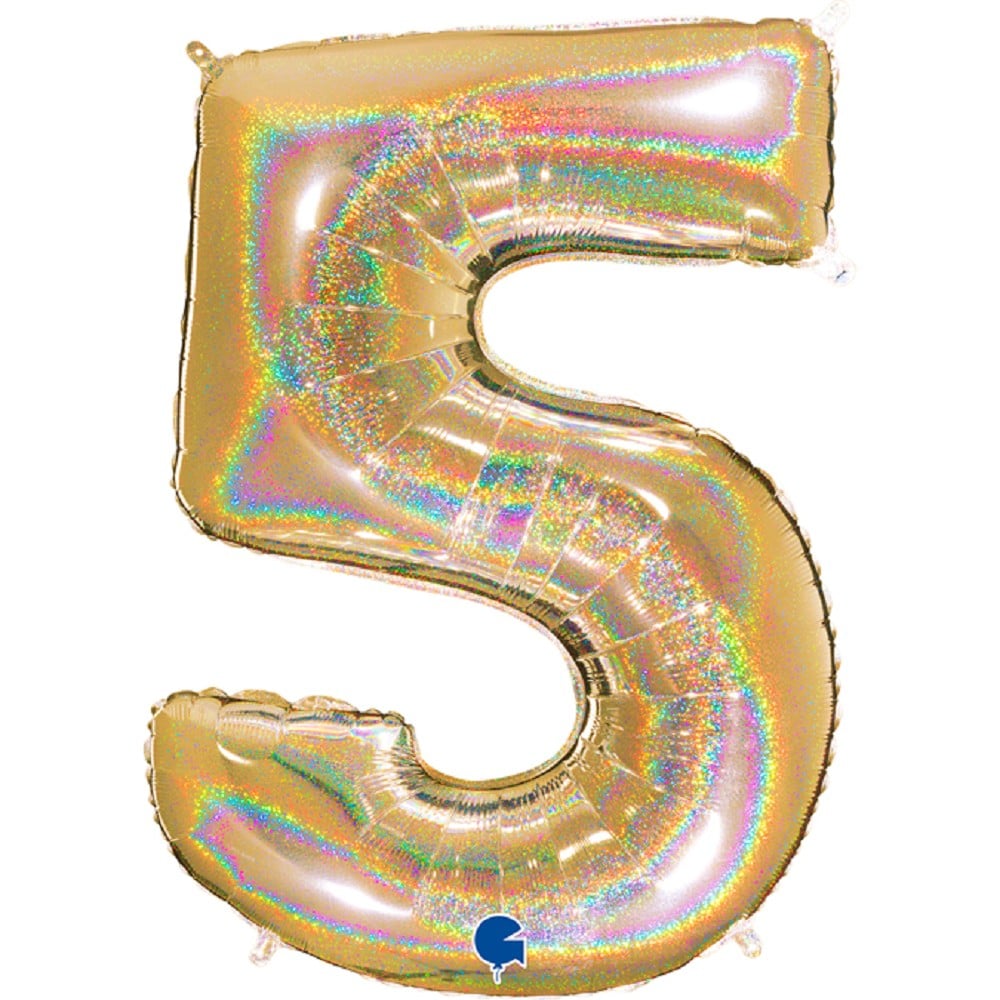 40" Folienzahl "5" Glitter Holographic Gold