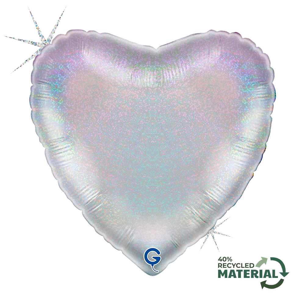 18" Heart Glitter Holographic Silver (Unpacked)