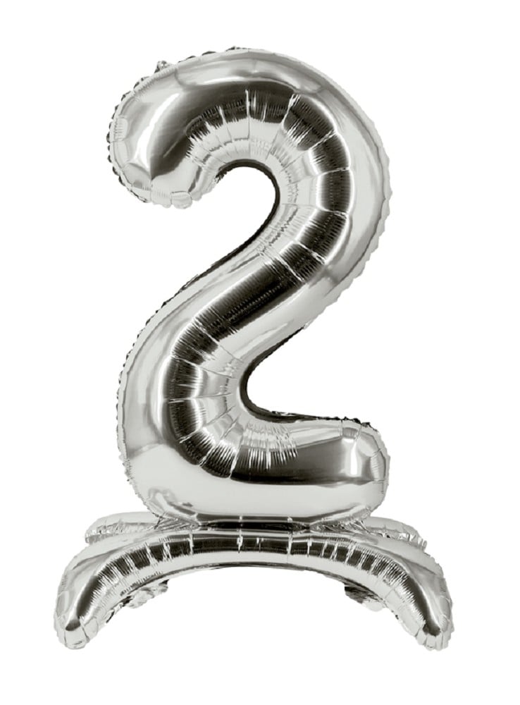 16" Stand Up Balloon "2" Silber