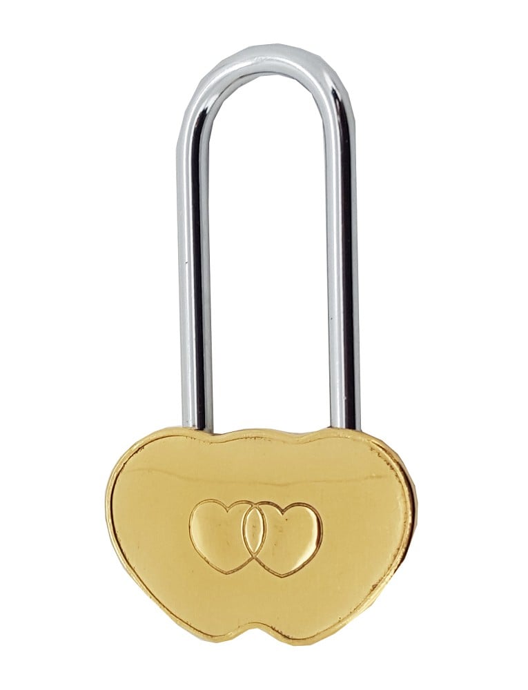 Love Double Heart Lock Gold