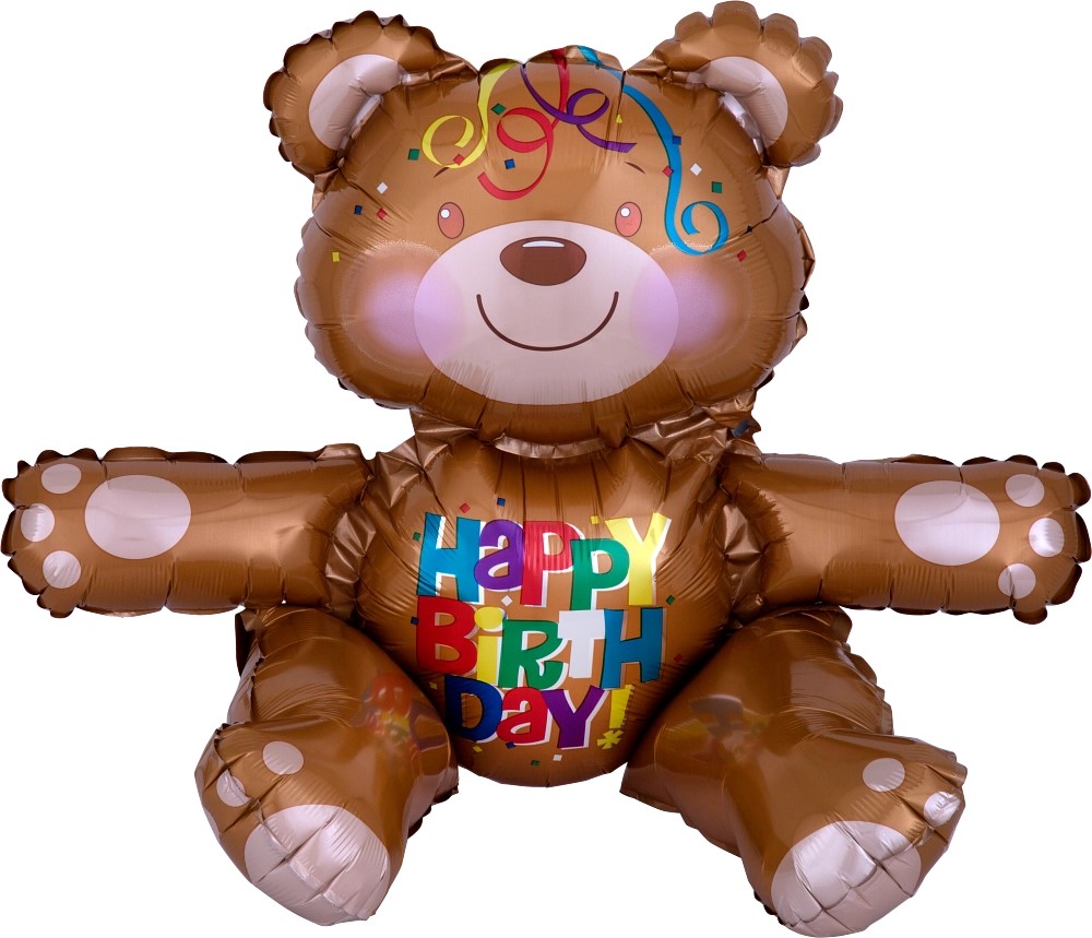 19" Multi-Balloon Happy Birthday Bear